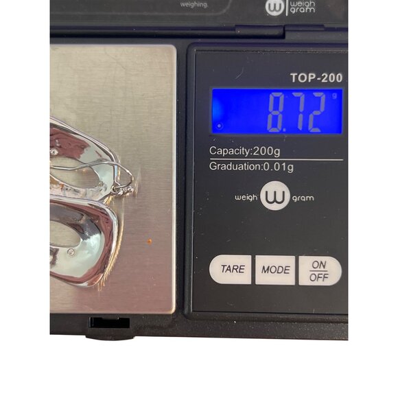 Silver Tone Hammered Dangle Earrings Open Twist Rope Edge Hook 1.5" Classic - Picture 6 of 6